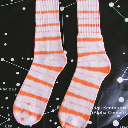 Orange Striped Tie Dye Socks
