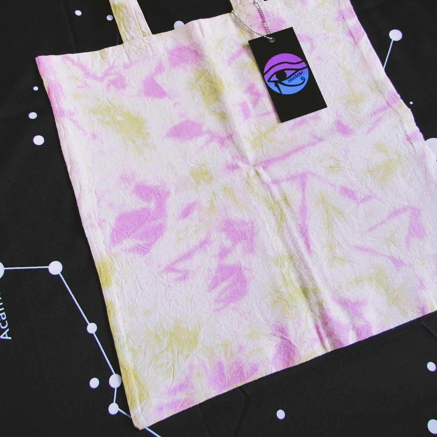 Matcha Green & Misty Rose Crumple Tie Dye Tote Bag