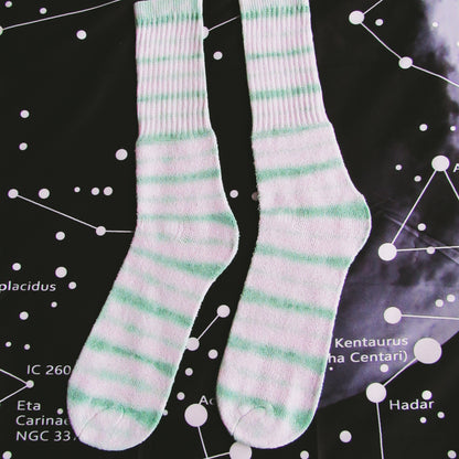 Grass Green Striped Tie Dye Socks