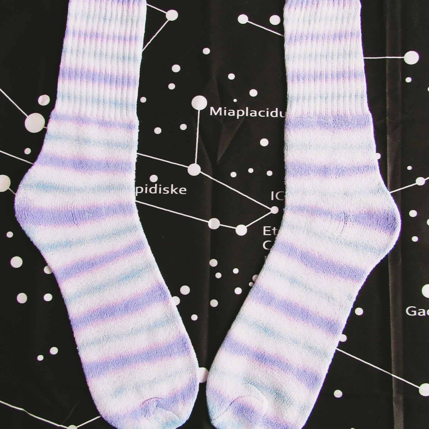 Indigo Purple & Blue Double Sided Striped Tie Dye Socks