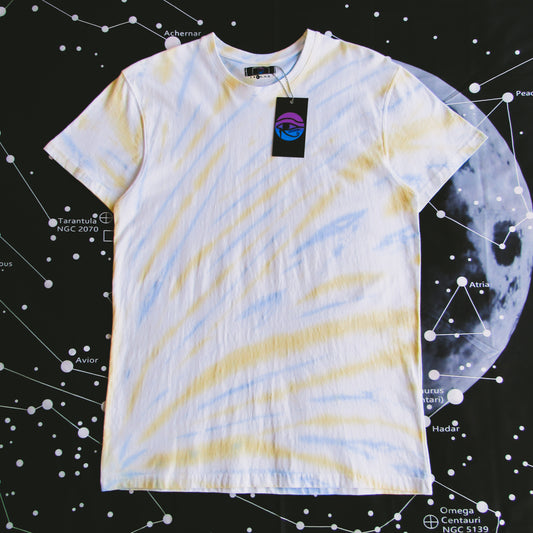 Blue & Yellow Double Sided Sunburst Tie Dye T Shirt