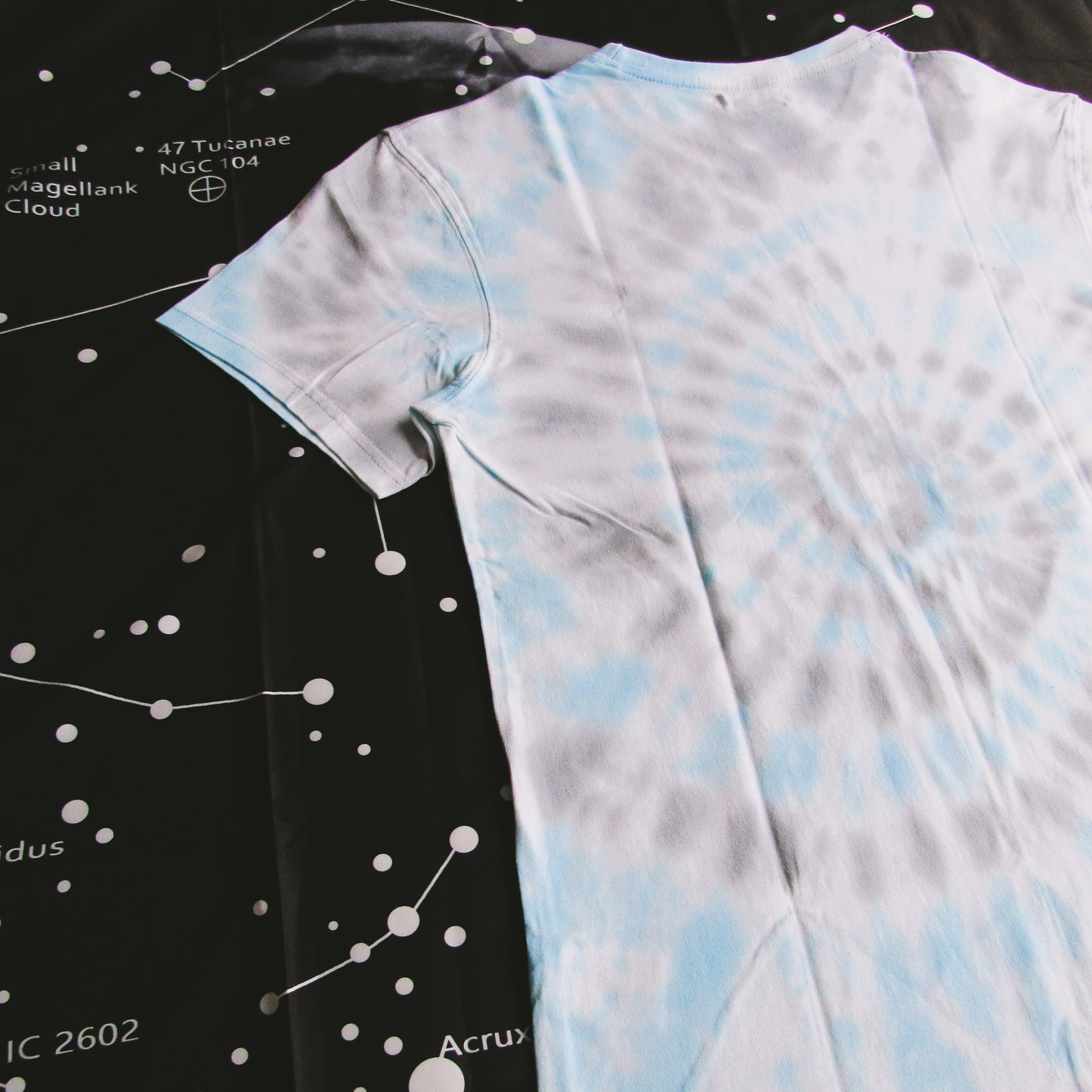 Grey & Sky Blue Spiral Tie Dye T Shirt