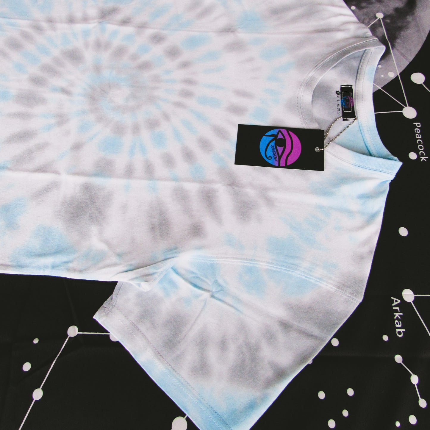 Grey & Sky Blue Spiral Tie Dye T Shirt