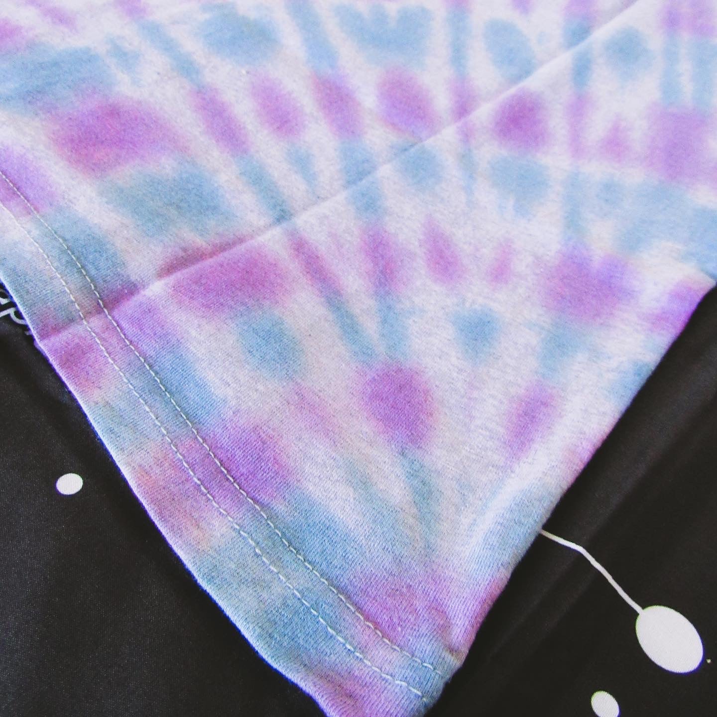 Blue & Purple Sunburst Tie Dye On A Grey T Shirt