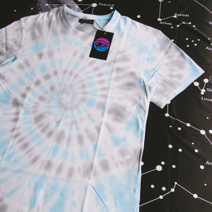 Grey & Sky Blue Spiral Tie Dye T Shirt