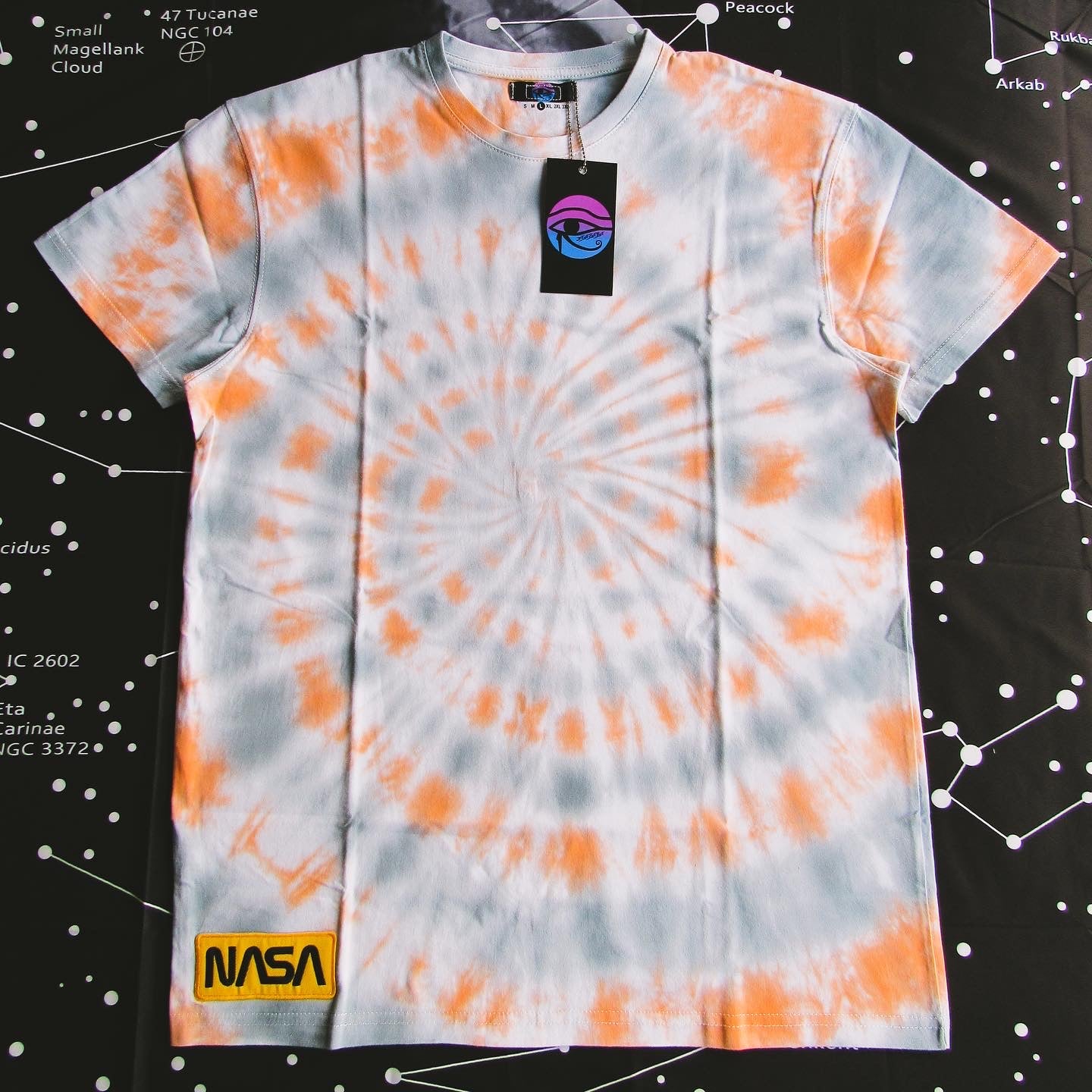 Orange & Grey Spiral Tie Dye T Shirt