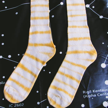 Gold Striped Tie Dye Socks