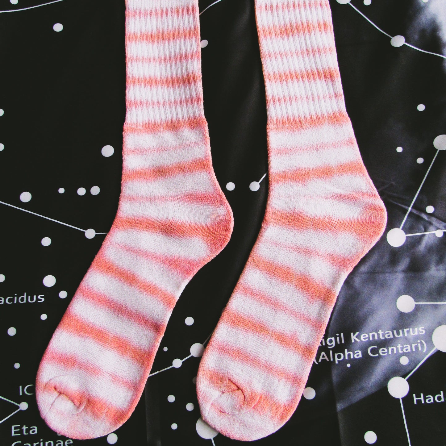 Dark Red Striped Tie Dye Socks