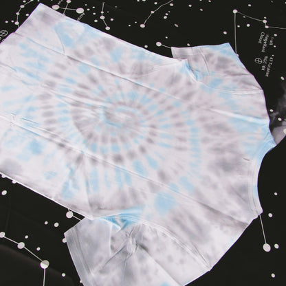 Grey & Sky Blue Spiral Tie Dye T Shirt