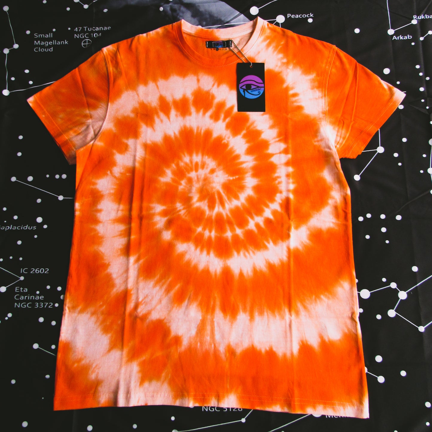 Orange Spiral Tie Dye T Shirt