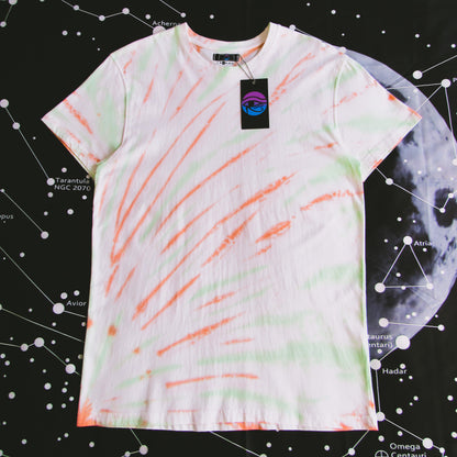 Green and Orange Double Sided Sunburst Tie Dye T Shirt