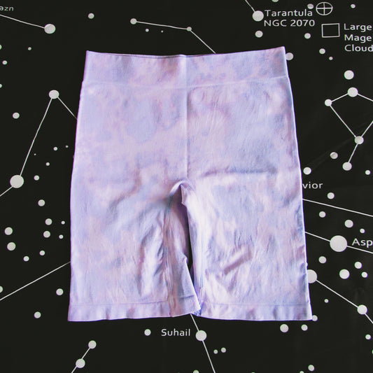 Light Purple Crumple Tie Dye Biker Shorts