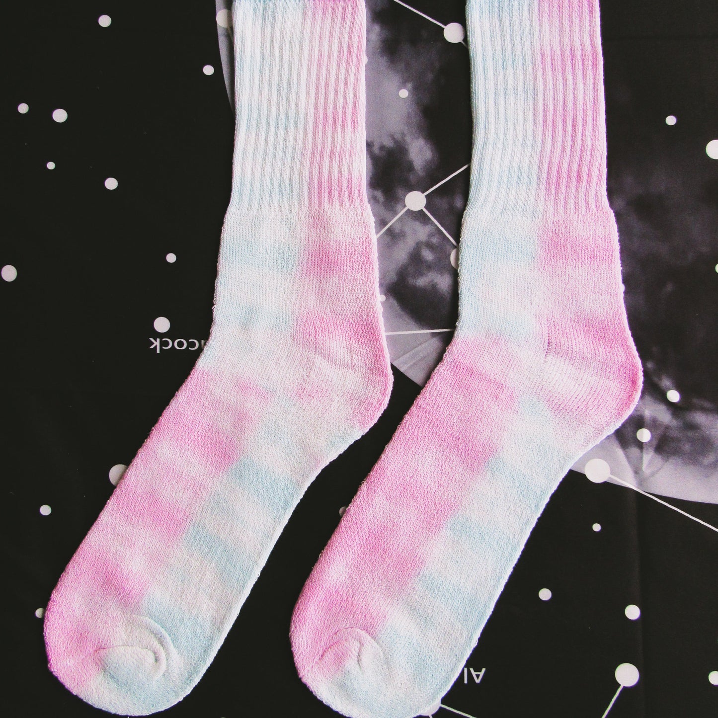 Pink & Aqua Checkered Tie Dye Socks