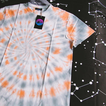 Orange & Grey Spiral Tie Dye T Shirt