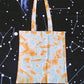 Aqua & Light Orange Crumple Tie Dye Tote Bag