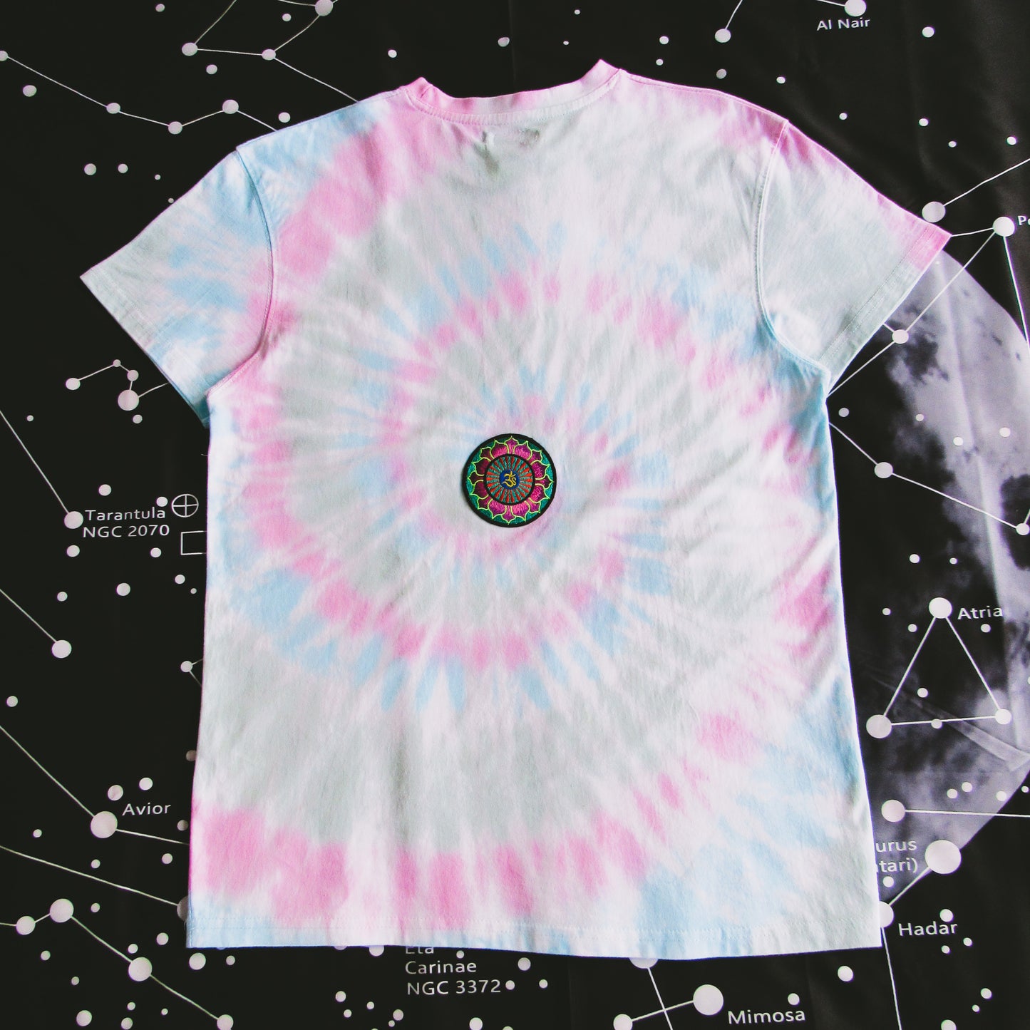 Pink, Aqua & Dark Green Spiral Tie Dye T Shirt