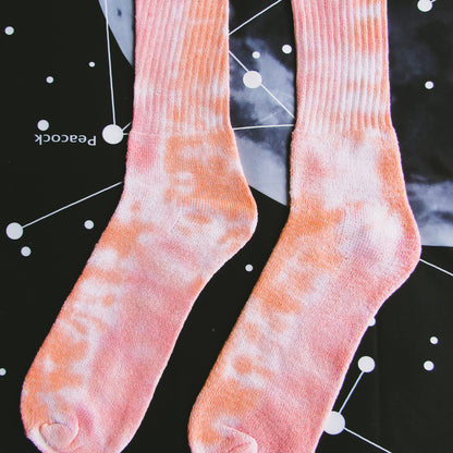Red & Orange Crumple Tie Dye Socks