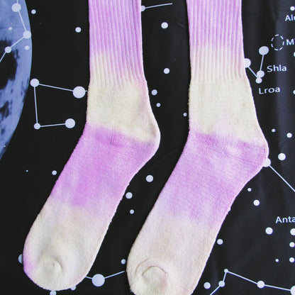 Pink & Yellow Thick Stripes Tie Dye Socks