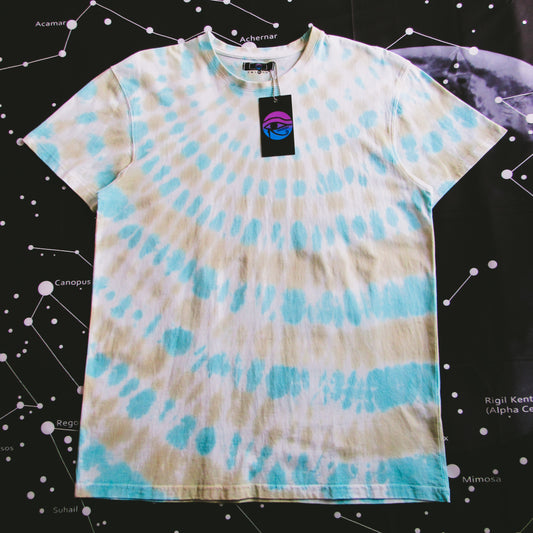 Aqua Blue & Olive Green Sun Ray Tie Dye T Shirt