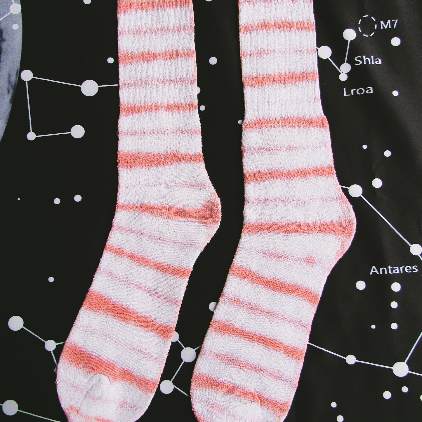 Light Red Striped Tie Dye Socks