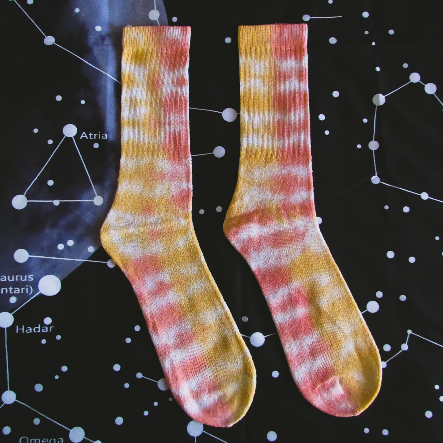 Dark Orange & Gold Checkered Tie Dye Socks